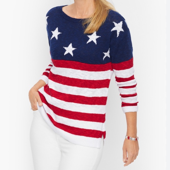 Talbots Sweaters - Talbots Patriotic Star and Stripe Linen Patriotic Star and Stripe Sweater Sz Sp